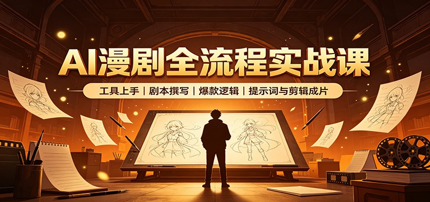 AI漫剧全流程实战课：工具上手、剧本撰写、爆款逻辑、提示词与剪辑成片-小二项目网