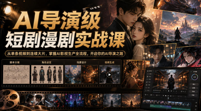 AI导演级短剧漫剧实战课，从单条视频到连续大片，掌握AI影视生产全流程，开启你的AI导演之路!-小二项目网