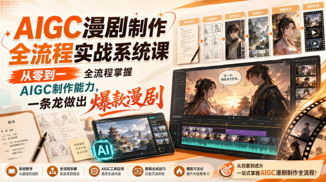 AIGC漫剧制作全流程实战系统课，从零到一全流程掌握AIGC制作能力，一条龙做出爆款漫剧-小二项目网