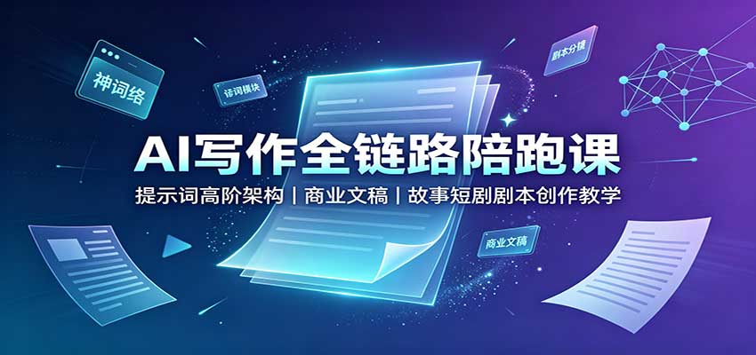 AI写作全链路陪跑课：提示词高阶架构，商业文稿，故事短剧剧本创作教学-小二项目网