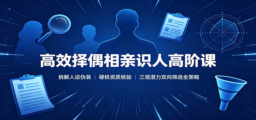 高效择偶相亲识人高阶课：拆解人设伪装，硬核资质核验，三观潜力双向筛选全策略-小二项目网