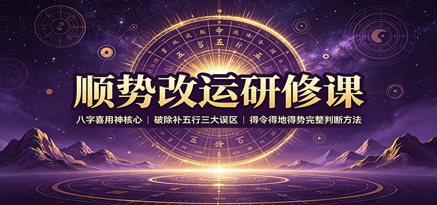 顺势改运研修课：八字喜用神核心，破除补五行三大误区，得令得地得势完整判断方法-小二项目网