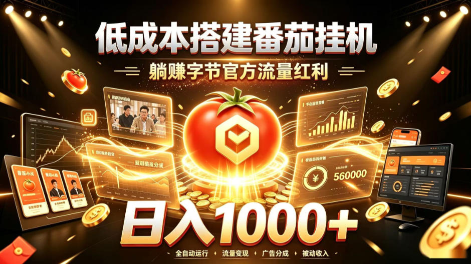 低成本搭建番茄挂G，躺賺字节官方流量红利，日入1k+，全程傻瓜式落地【揭秘】-小二项目网