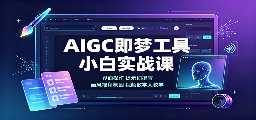 AIGC即梦工具小白实战课：界面操作，提示词撰写，画风视角氛围视频数字人教学-小二项目网