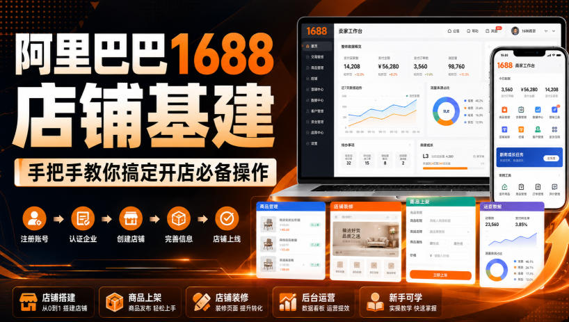 阿里巴巴1688店铺基建，手把手教你搞定开店必备操作（更新8月）-小二项目网