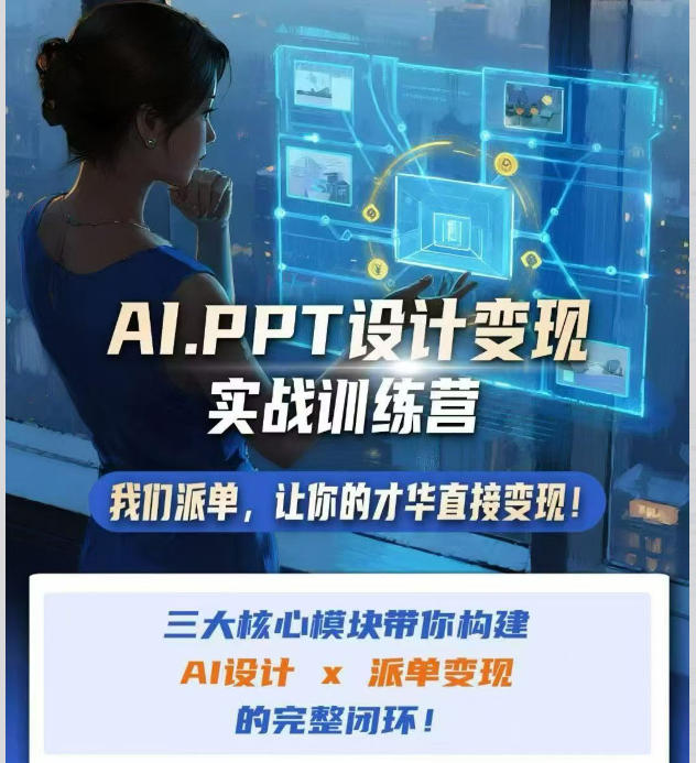 AI+PPT设计变现实战训练营，我们派单，让你的才华直接变现，三大核心模块带你构建Al设计x派单变现的完整闭环-小二项目网