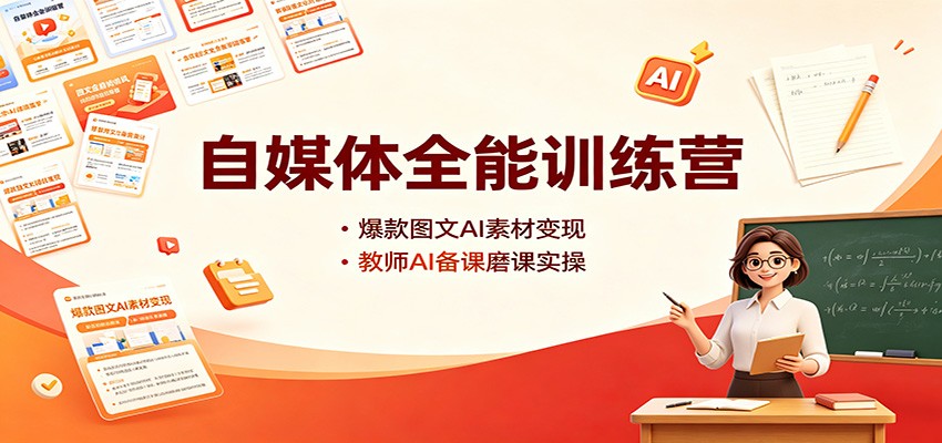 自媒体全能训练营：爆款图文AI素材变现，教师AI备课磨课实操-小二项目网