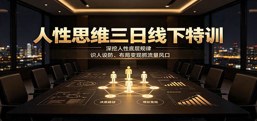 人性思维三日线下特训：深挖人性底层规律，识人设防、布局变现抓流量风口-小二项目网