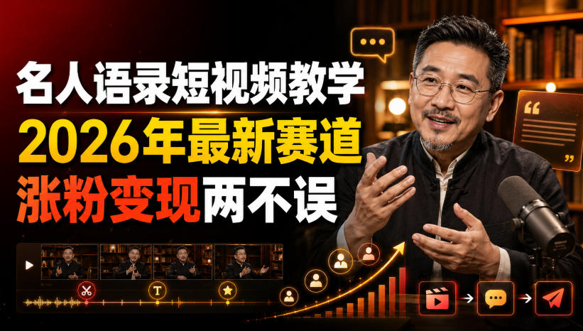 名人语录短视频教学，2026年最新赛道，涨粉变现两不误-小二项目网