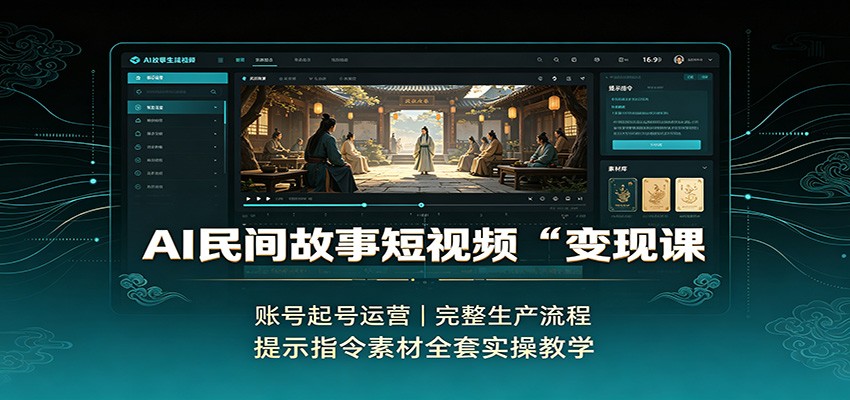 AI民间故事短视频变现课：账号起号运营，完整生产流程，提示指令素材全套实操教学-小二项目网
