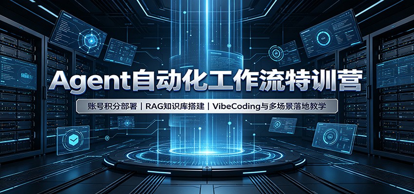 Agent自动化工作流特训营：账号积分部署，RAG知识库搭建，VibeCoding与多场景落地教学-小二项目网