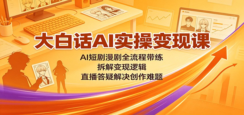 大白话AI实操变现课：AI短剧漫剧全流程带练，拆解变现逻辑，直播答疑解决创作难题-小二项目网