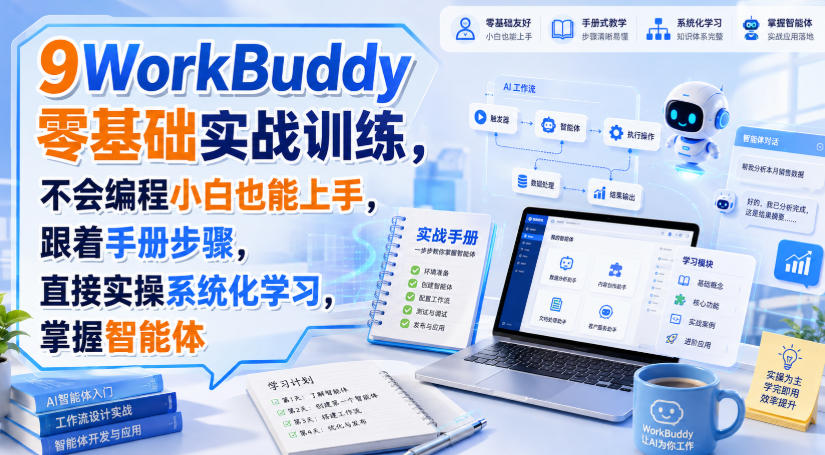 WorkBuddy零基础实战训练，不会编程小白也能上手，跟着手册步骤，直接实操系统化学习，掌握智能体-小二项目网