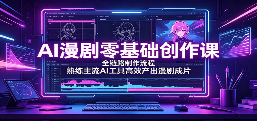 AI漫剧零基础创作课：全链路制作流程，熟练主流AI工具高效产出漫剧成片-小二项目网