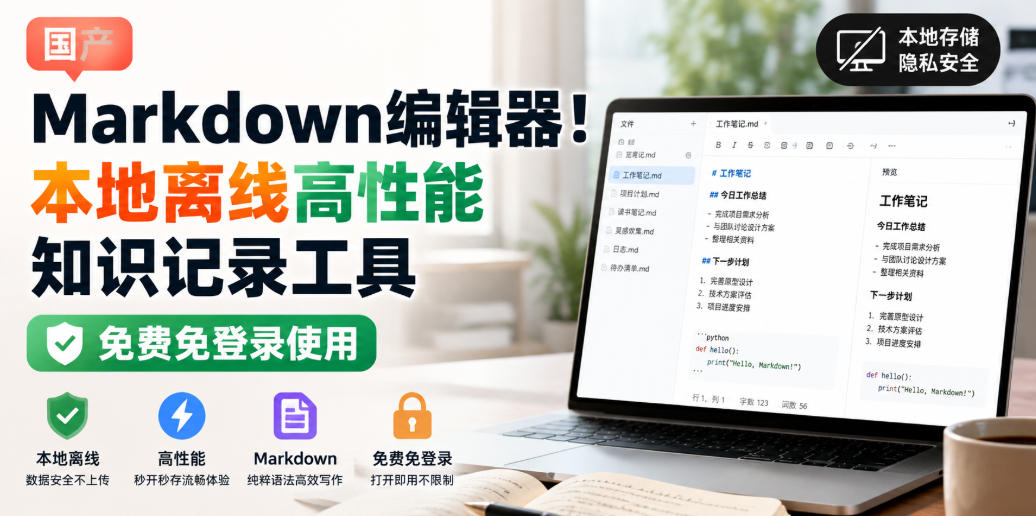 国产Markdown编辑器！本地离线高性能知识记录工具，免费免登录使用-小二项目网