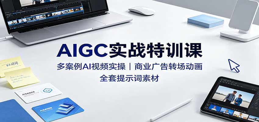 AIGC实战特训课：多案例AI视频实操，商业广告转场动画，全套提示词素材-小二项目网
