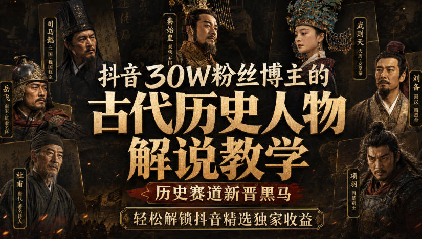 抖音30W粉丝博主的古代历史人物解说教学，历史赛道新晋黑马，轻松解锁抖音精选独家收益-小二项目网