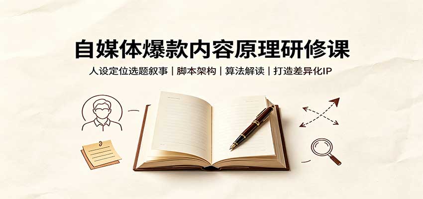 自媒体爆款内容原理研修课：人设定位选题叙事，脚本架构，算法解读打造差异化IP-小二项目网