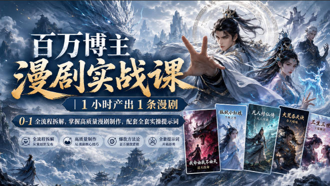 百万博主漫剧实战课｜1小时产出1条漫剧，0‑1全流程拆解，掌握高质量漫剧制作，配套全套实操提示词-小二项目网