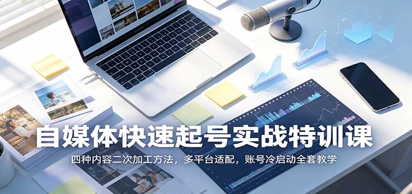 自媒体快速起号实战特训课：四种内容二次加工方法，多平台适配，账号冷启动全套教学-小二项目网