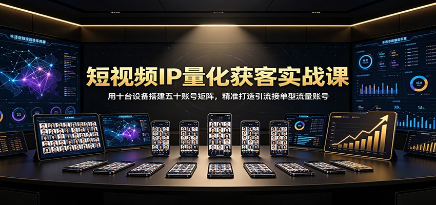 短视频IP量化获客实战课：用十台设备搭建五十账号矩阵，精准打造引流接单型流量账号-小二项目网