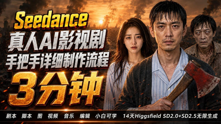 3分钟真人AI影视剧怎么做？SD 2.0手把手完整制作流程｜Higgsfield 14天SD 2.0/2.5无限生成-小二项目网