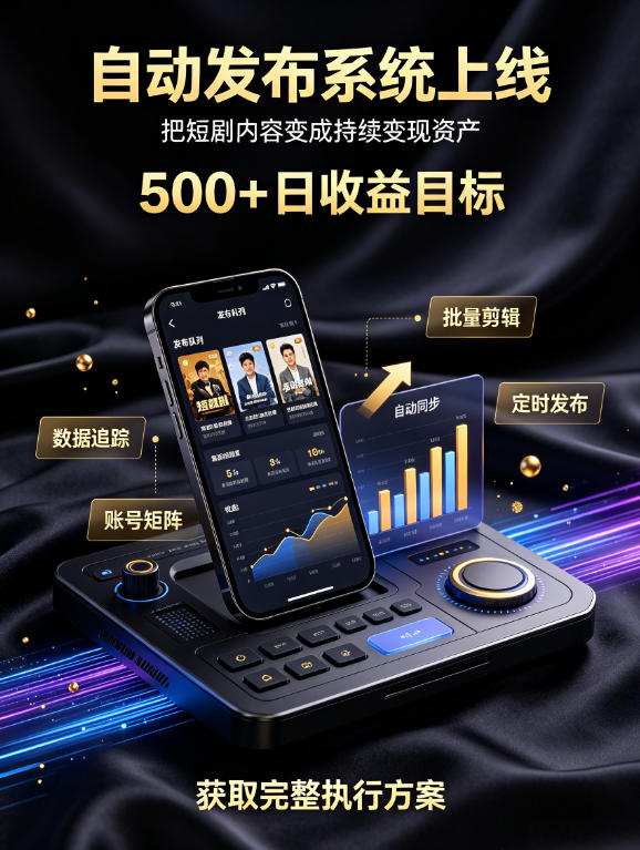 还在找靠谱线上副业？快手短剧项目，全程自动发布内容，不用熬夜做视频，轻松日入500+【揭秘】-小二项目网