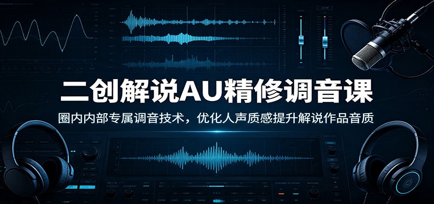 二创解说AU精修调音课：圈内内部专属调音技术，优化人声质感提升解说作品音质-小二项目网