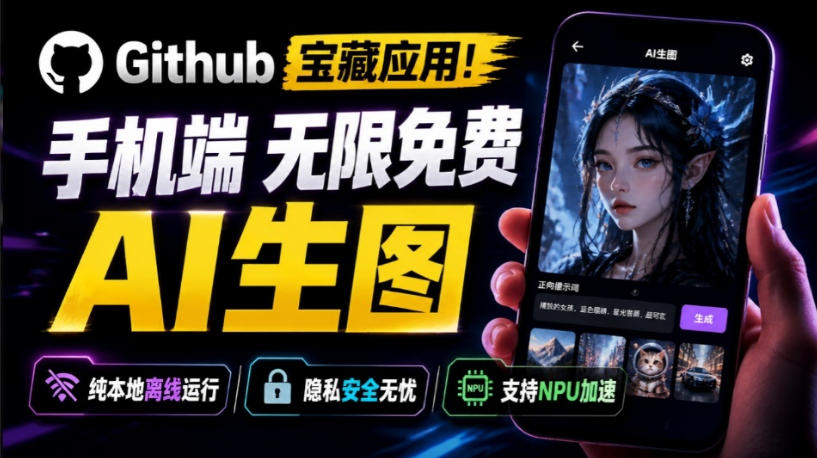 Github宝藏应用！手机端无限免费AI生图，纯本地离线运行，支持NPU加速斩获3.1k stars，local-dream-小二项目网