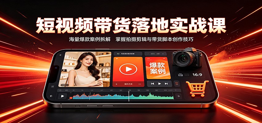 短视频带货落地实战课：海量爆款案例拆解，掌握拍摄剪辑与带货脚本创作技巧-小二项目网