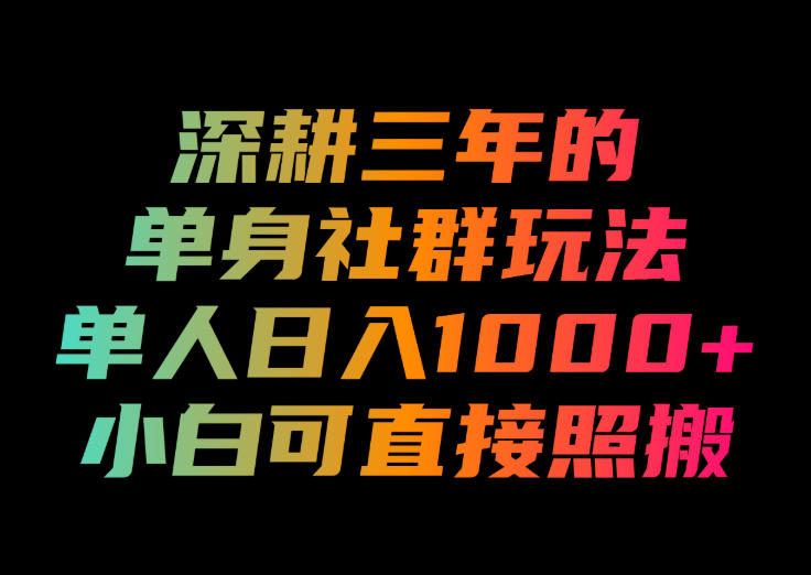 深耕三年的单身社群玩法，单人日入1000+，小白可直接照搬！【揭秘】-小二项目网
