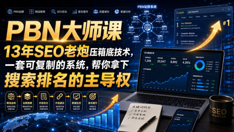 PBN大师课13年SEO老炮压箱底技术，一套可复制的系统，帮你拿下搜索排名的主导权【原创双语字幕】-小二项目网