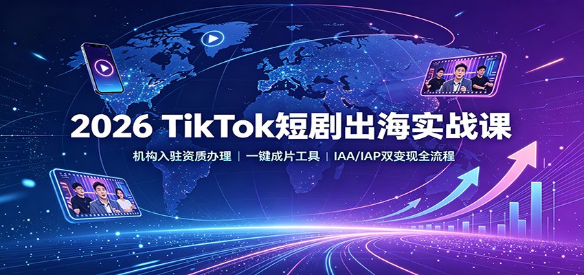 2026 TikTok短剧出海实战课：机构入驻资质办理，一键成片工具，IAA/IAP双变现全流程-小二项目网