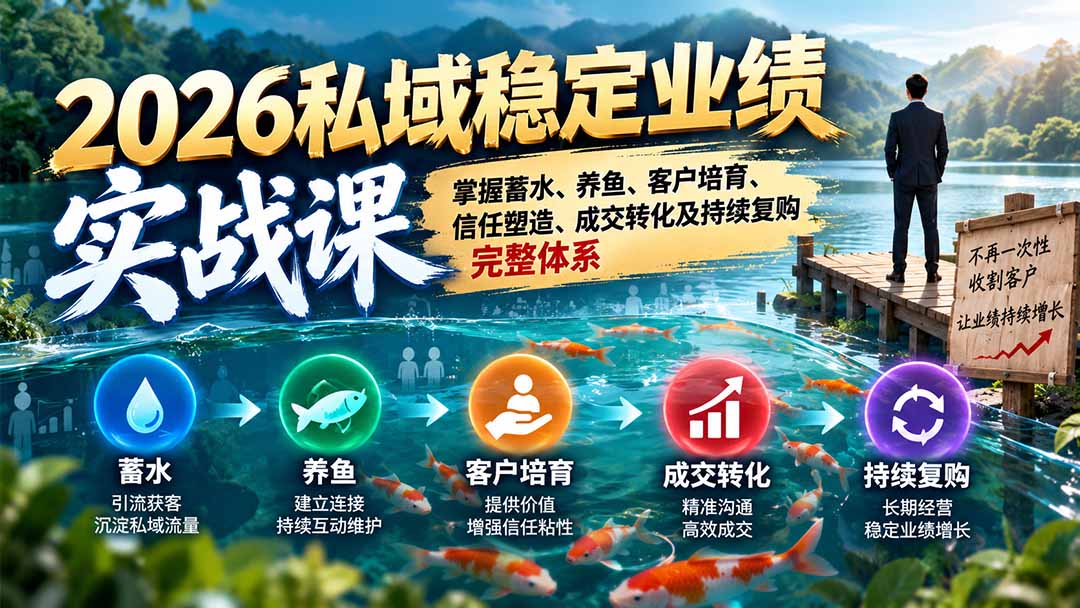 （20710期）2026私域稳定业绩实战课：掌握蓄水、养鱼、客户培育、信任塑造、成交转化及持续复购完整体系-小二项目网
