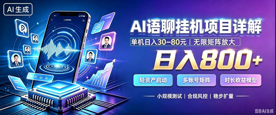 AI聊天挂G项目，日入800+，适用个人副业，支持工作室矩阵操作，放大收益【揭秘】-小二项目网
