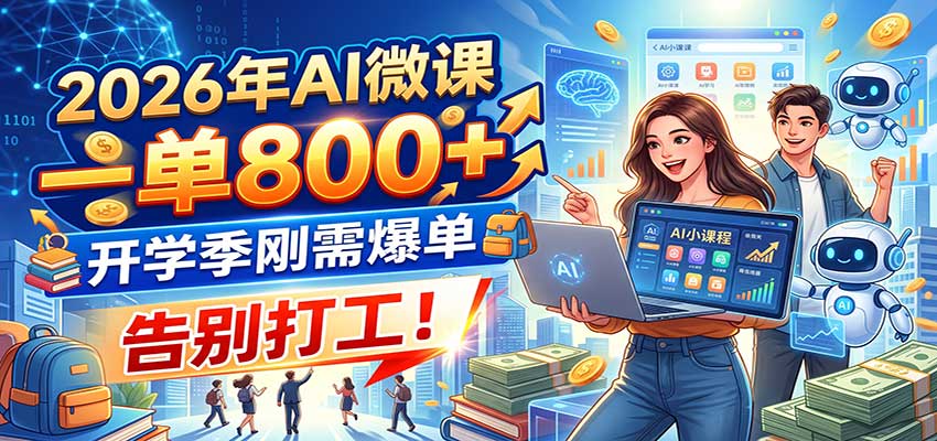 2026年AI微课，一单800+，开学季刚需爆单，告别打工！-小二项目网