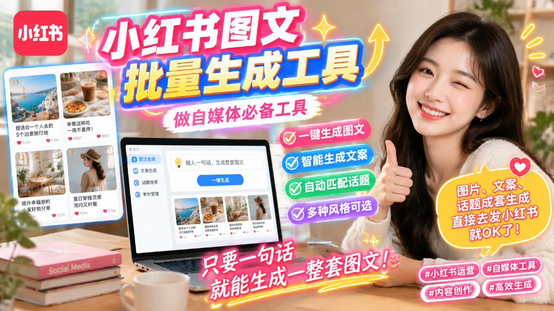 （20300期）小红书图文批量生成工具，话题、文案、配图一键生成，直接发布，做自媒体必备工具-小二项目网