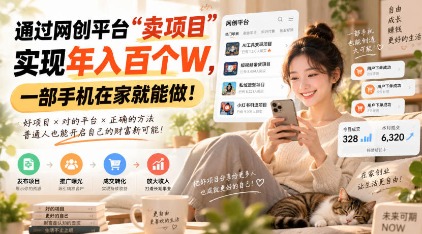 （20565期）通过网创平台“卖项目”实现年入百万，一部手机在家就能做！-小二项目网