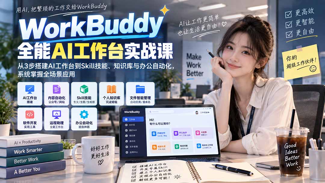 （20403期）WorkBuddy全能AI工作台实战课：从3步搭建AI工作台到Skill技能、知识库与办公自动化，系统掌握全场景应用-小二项目网