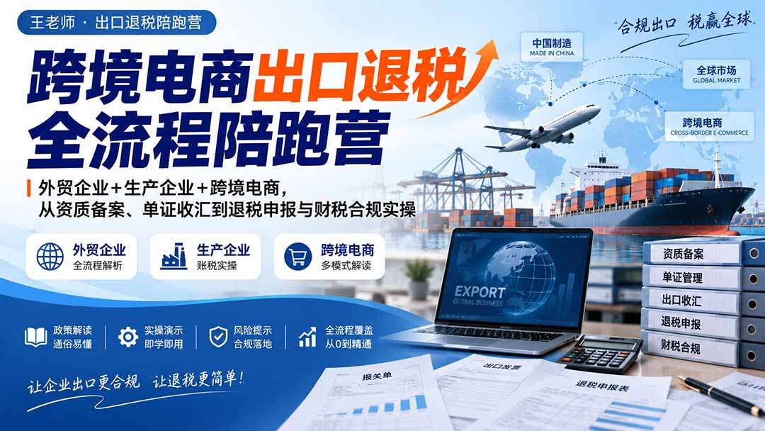 （20513期）跨境电商出口退税全流程陪跑营｜外贸企业+生产企业+跨境电商，从资质备案、单证收汇到退税申报与财税合规实操-小二项目网