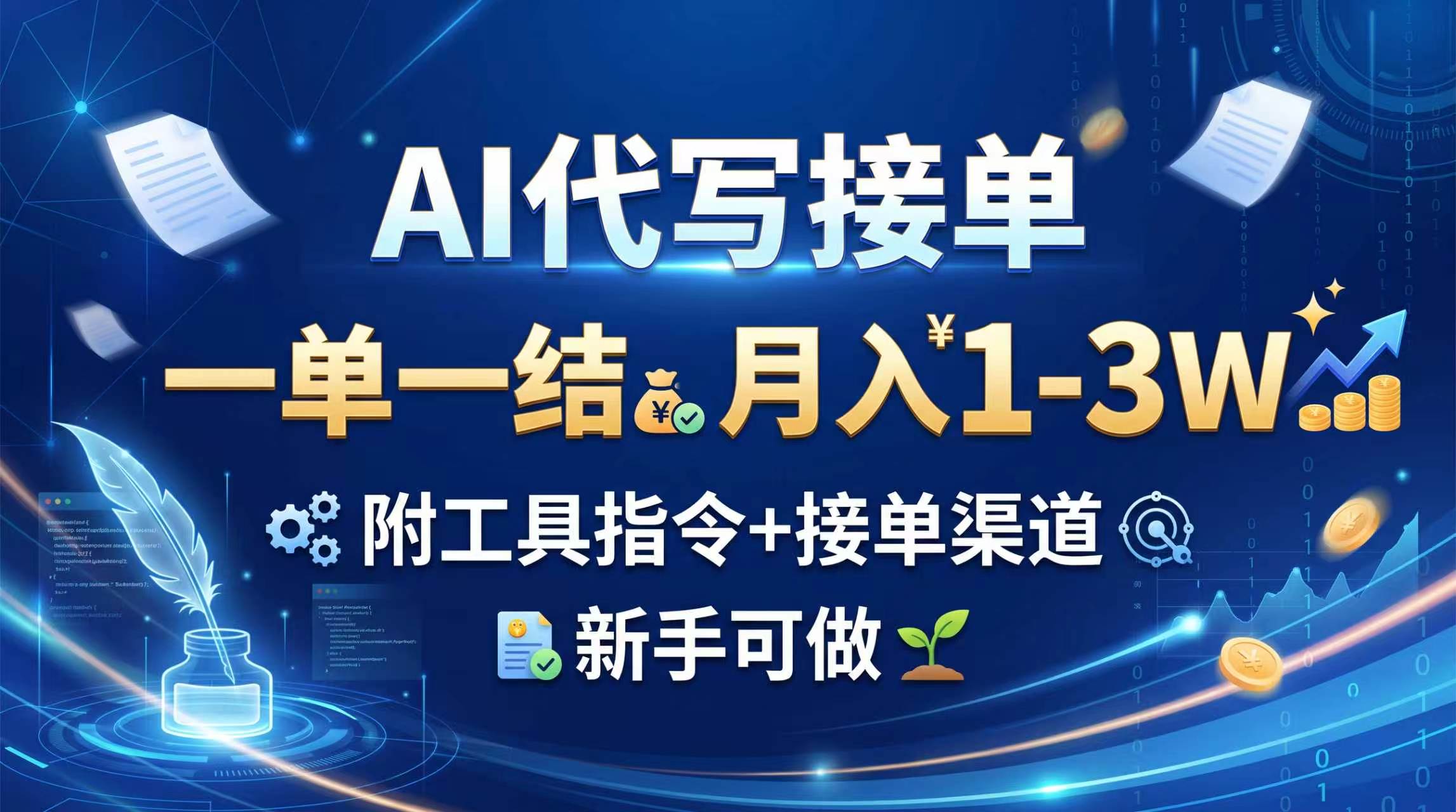 （20343期）AI代写接单，一单一结，月入1-3W，附工具指令+接单渠道，新手可做-小二项目网