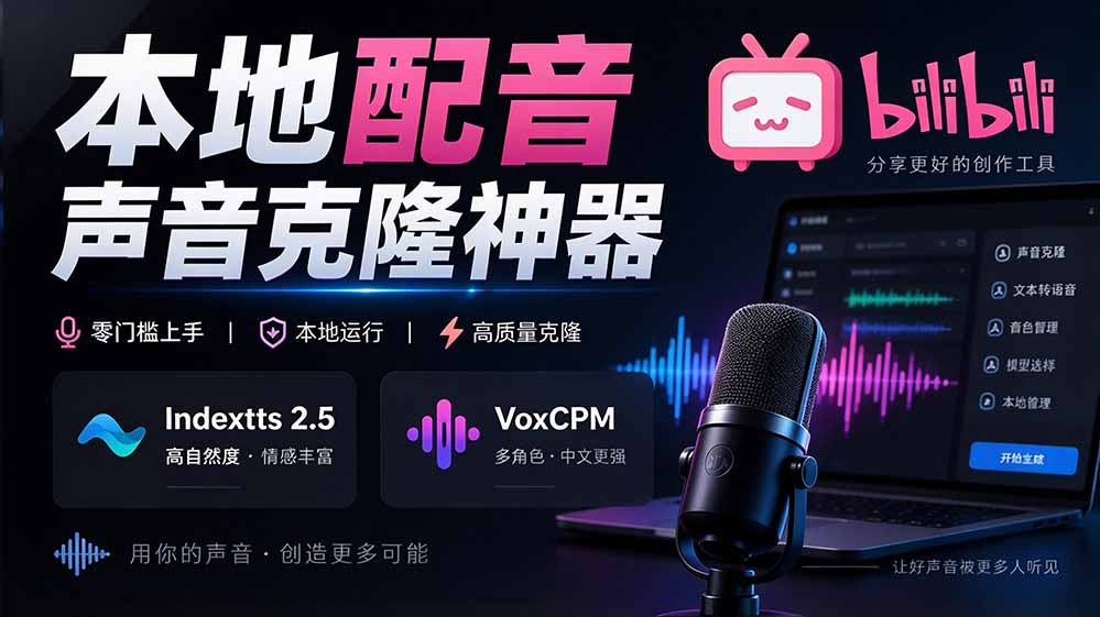 （20727期）GitHub 最新开源宝藏项目！本地配音与声音克隆能力都齐了，支持Indextts 2.5和VoxCPM等模型 yovoice-小二项目网