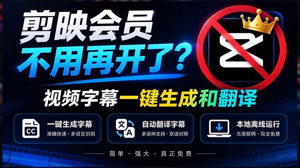 （20728期）剪映会员不用再开了？视频字幕一键生成加翻译，本地离线运行，完全免费，超快速高精度，字幕大师-小二项目网