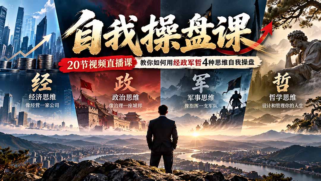（20626期）【无水印】自我操盘课，20节视频直播课教你如何用经政军哲4种思维自我操盘（更新0924）-小二项目网