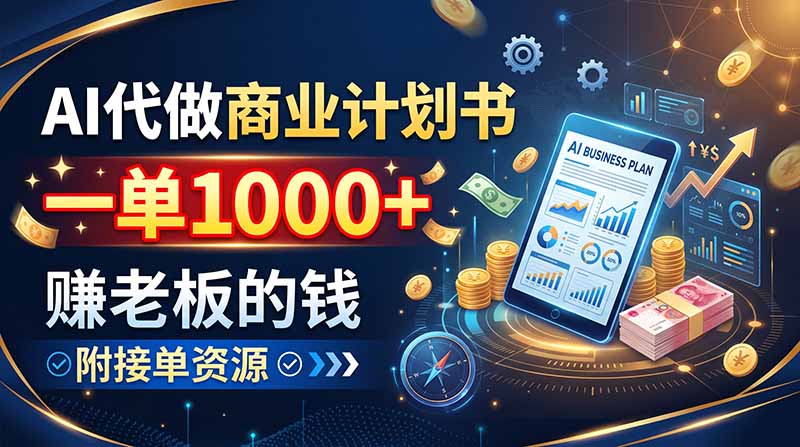 （20303期）AI代做商业计划书，一单1000+，赚老板的钱，附接单资源-小二项目网