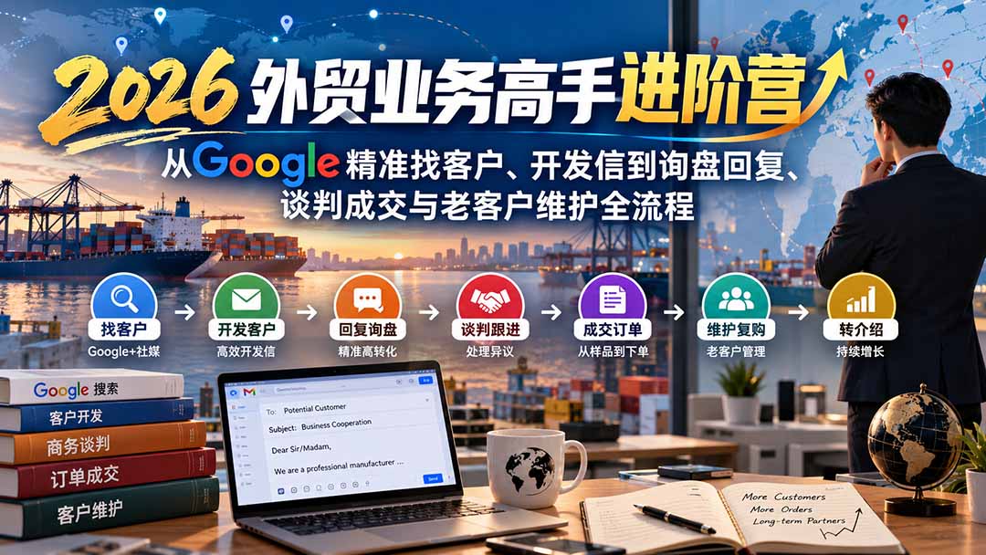 （20690期）2026外贸业务高手进阶营：从Google精准找客户、开发信到询盘回复、谈判成交与老客户维护全流程-小二项目网