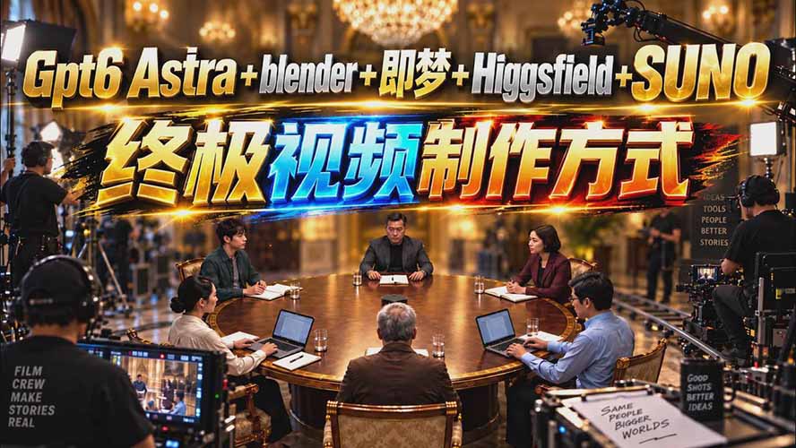 （20588期）GPT-6 Astra+Blender+即梦+Higgsfield+Suno=终极视频制作方式（无水印）-小二项目网
