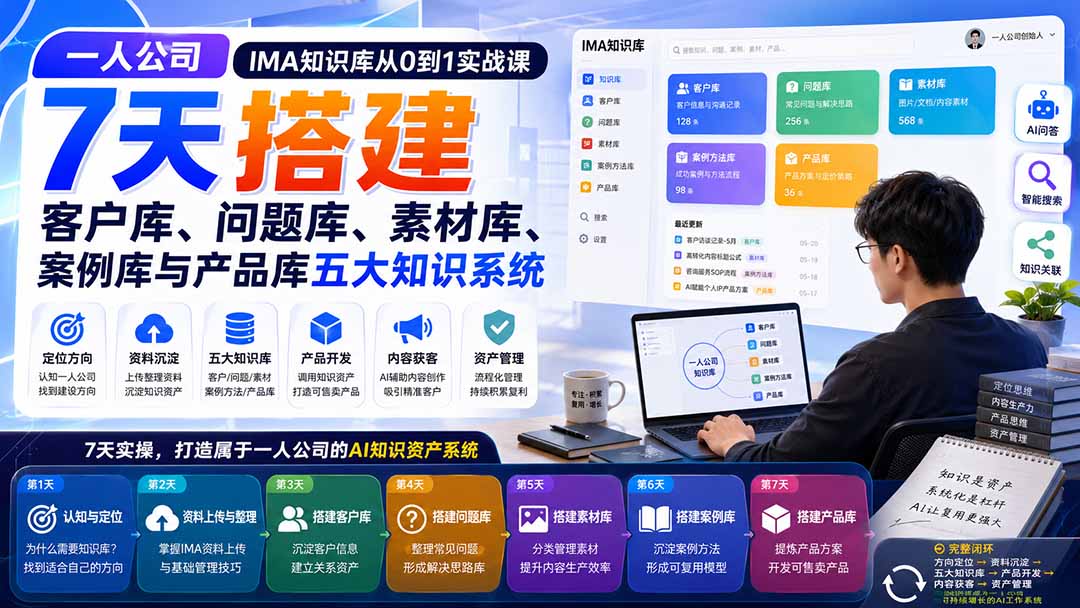 （20191期）一人公司IMA知识库从0到1实战课：7天搭建客户库、问题库、素材库、案例库与产品库五大知识系统-小二项目网
