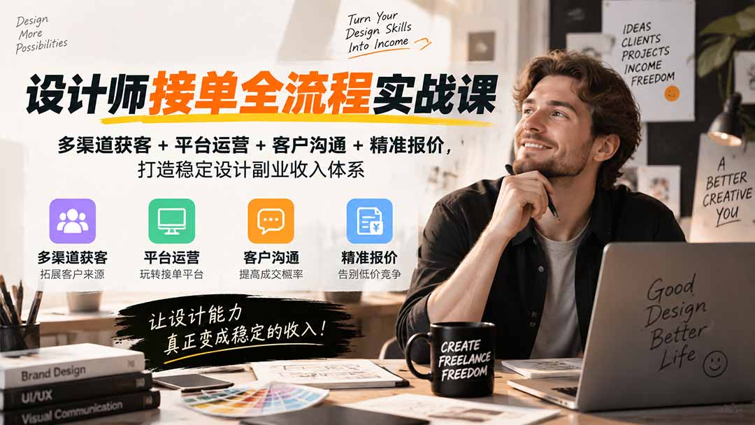 （20563期）设计师接单全流程实战课-无水印｜多渠道获客+平台运营+客户沟通+精准报价，打造稳定设计副业收入体系-小二项目网