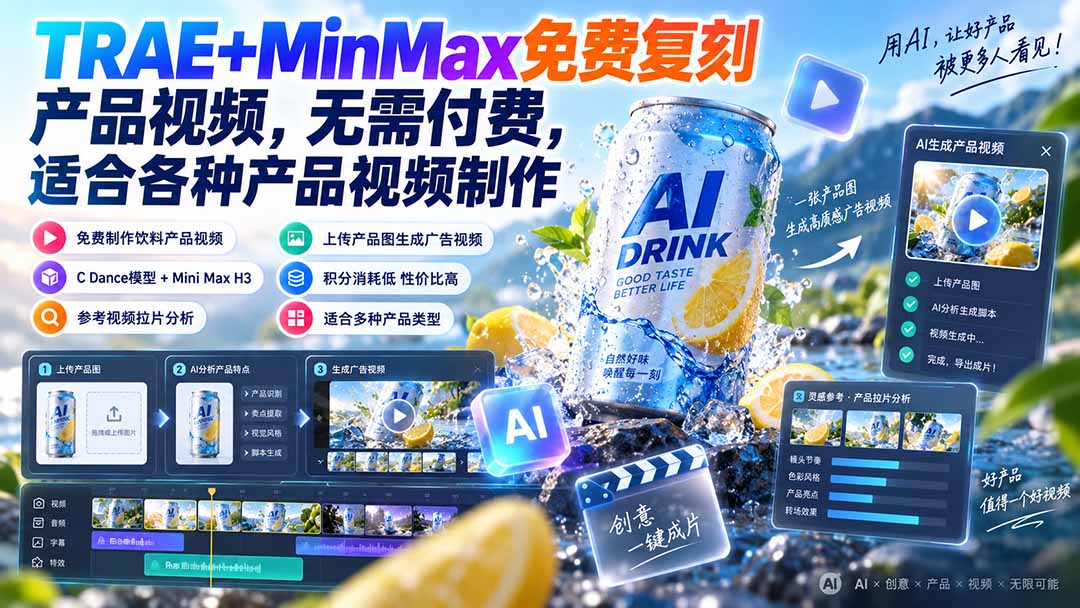（20362期）TRAE+MinMax免费复刻产品视频，无需付费，适合各种产品视频制作-小二项目网